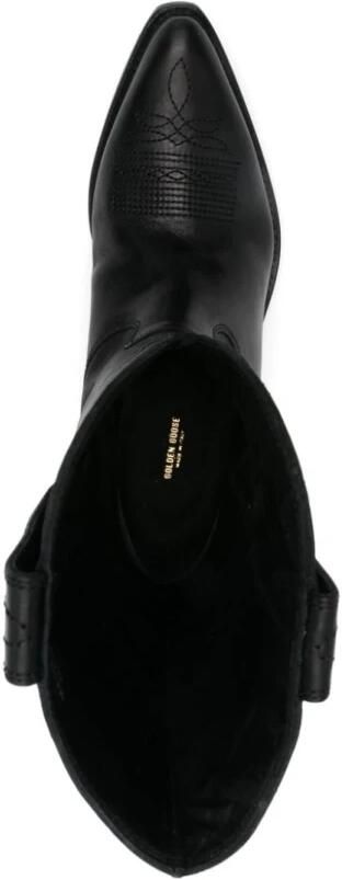 Golden Goose Zwarte leren laarzen met decoratieve stiksels