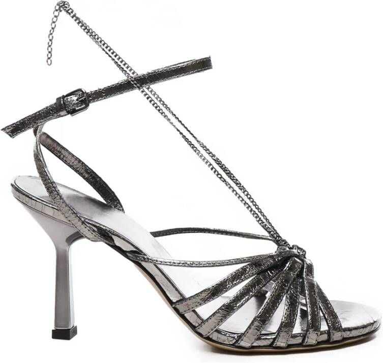 Golden Goose Grijze Kettingdetails Leren Hakken Gray Dames