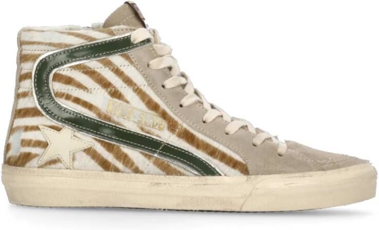 Golden Goose Grijze Sneakers met Animalier Patroon