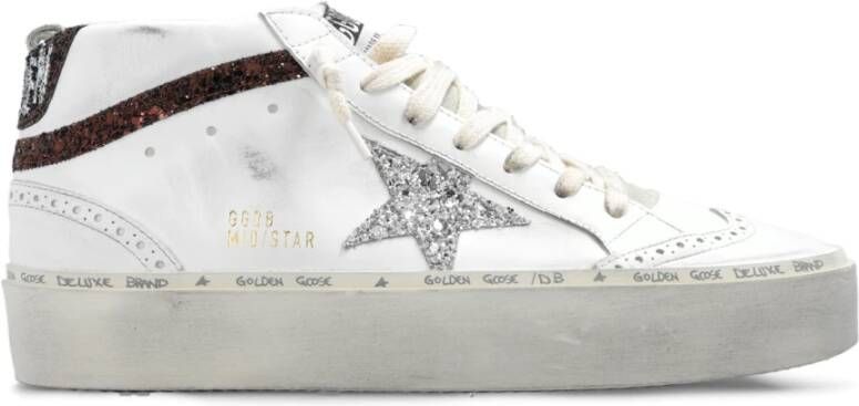 Golden Goose Sneakers Midstar Leather Upper Silver Glitter in wit