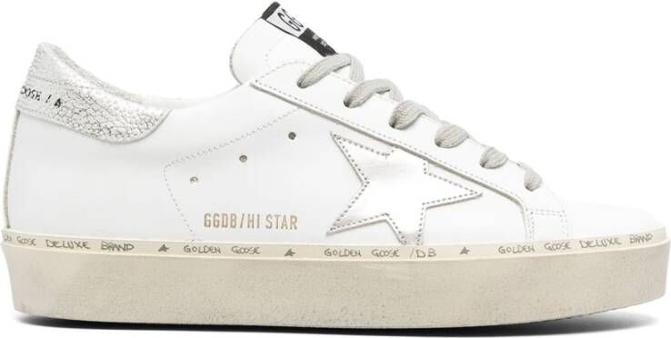 Golden Goose Witte Zilveren Leren Sneakers White Dames