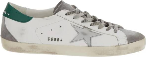 Golden Goose Witte Leren Superstar Sneakers met Groene Hak White Heren