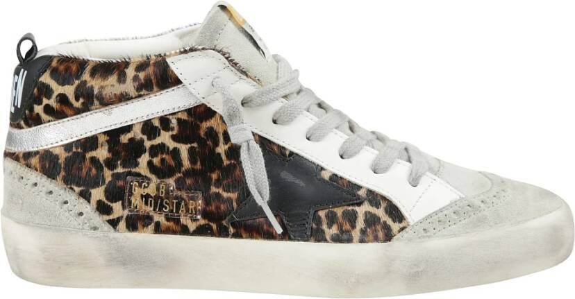 Golden Goose Leopard Print Mid-Star Sneakers