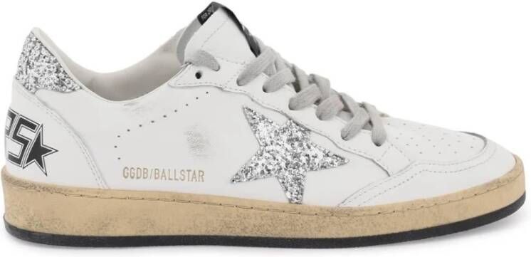 Golden Goose Witte Ballstar Sneakers met Glitter Ster en Hak White Dames