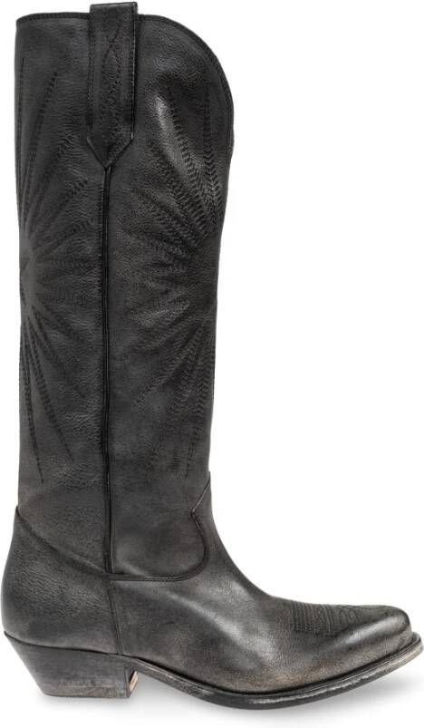 Golden Goose Westelijke sterinleg geborduurde laarzen Black Dames