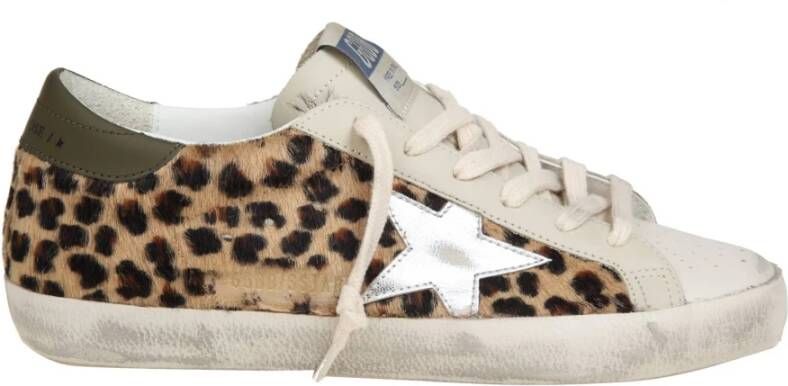 Golden Goose Leren Glitter Sneakers Wit Beige Multicolor Dames