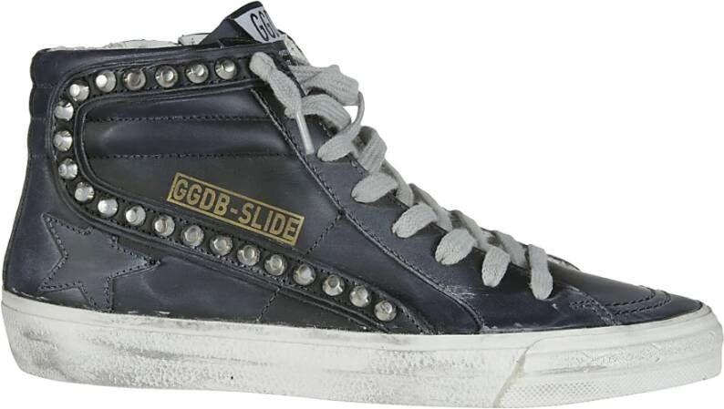 Golden Goose Zwarte Leren Distressed Studded Sneakers Black Dames