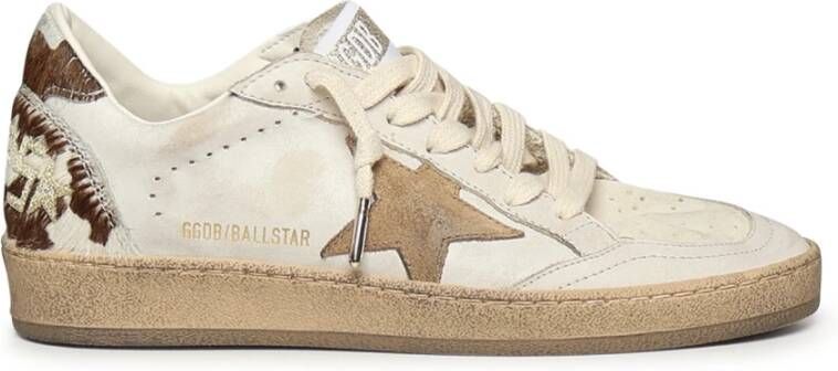 Golden Goose Leren Veterschoenen Wit Bruin