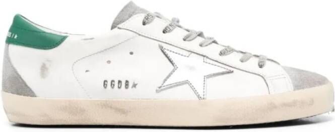 Golden Goose Witte Leren Superstar Sneakers met Groene Hak White Heren