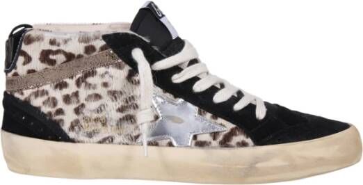 Golden Goose Luipaard Horsy Suède Neus en Spoor Ster Golf Zwart Dames