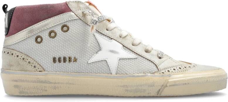 Golden Goose Zilver Paarse Witte Sneaker met Gebruikte Look Beige Dames