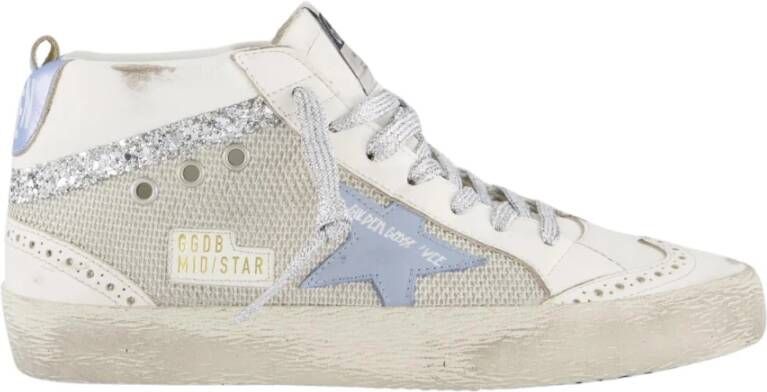 Golden Goose Mid Star Sneaker Wit Blauw Multicolor Dames