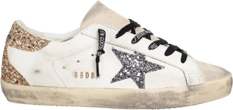 Golden Goose Glitter Ster Hak Leren Sneakers White Dames