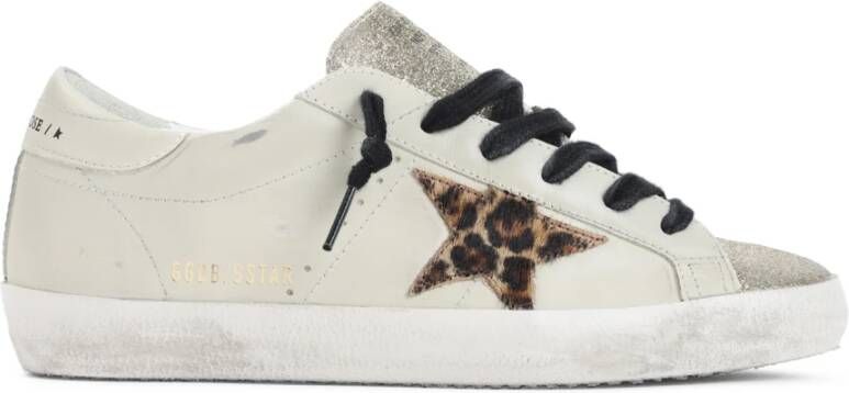 Golden Goose Low-Top Sneakers Gold Glitter Sneakers With Pony Hair Star Accent in goud