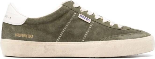 Golden Goose Olijfgroene Suède Veterschoenen