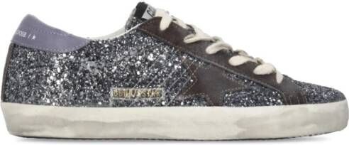 Golden Goose Paarse Glitter Leren Sneakers Vrouw