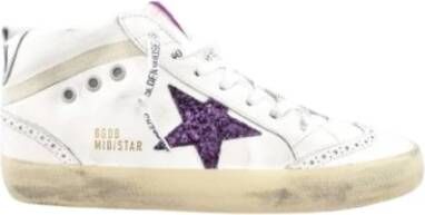 Golden Goose Paarse Glitter Mid Star Sneakers
