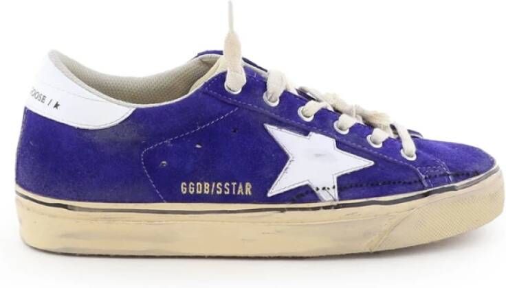 Golden Goose Paarse Suède Sneakers Blue Dames