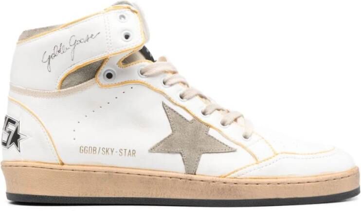 Golden Goose Wit Taupe Sky Star Nappa Suede Nylon Tong Wit Heren