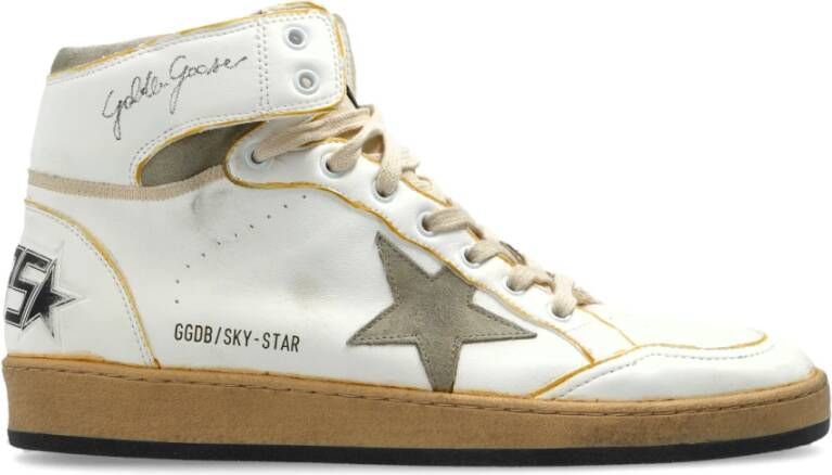Golden Goose Wit Taupe Sky Star Nappa Suede Nylon Tong Wit Heren