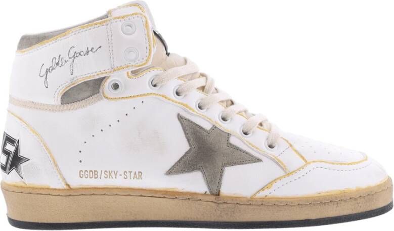 Golden Goose Wit Taupe Sky Star Nappa Suede Nylon Tong Wit Heren