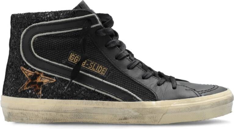 Golden Goose Low-Top Sneakers Dames Slide Sneaker Zwart Glitter in zwart