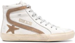 Golden Goose Witte Leren Slide Sneakers met Messing Details White Dames