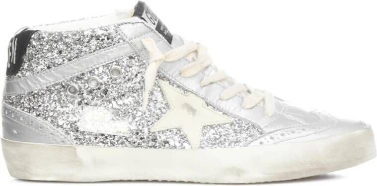 Golden Goose Sneakers Mid Star Glitter Upper Sneaker in zilver