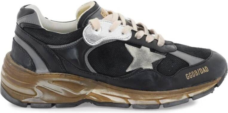 Golden Goose Gebruikte Look Sneaker met Zilveren Canvas Ster Black Dames