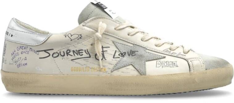 Golden Goose Witte en zilveren leren sneakers White Heren