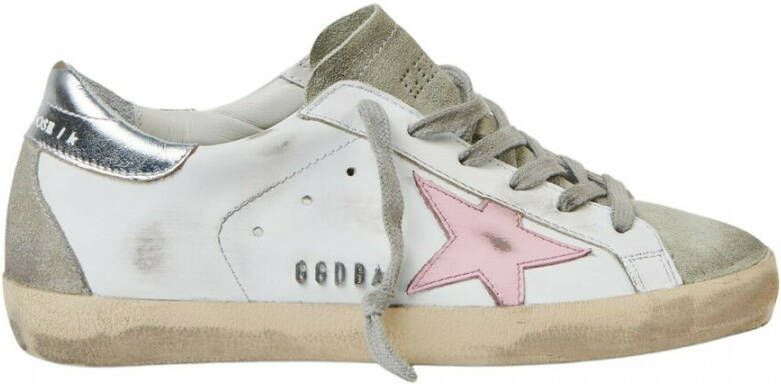Golden Goose Super-Star Sneakers Vintage Leer Bleekroze Ster White Dames