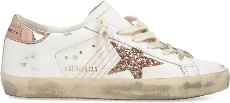 Golden Goose Super-Star Sneakers Witte Vrouw Vissen Rozen Ster White Dames