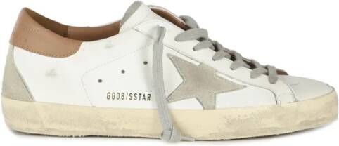 Golden Goose Super Star Baskets in White and Camel Leather Wit Heren