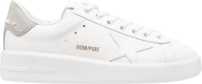 Golden Goose Witte Leren Sneakers met Glitterhak White Dames