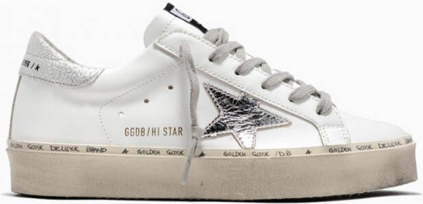 Golden Goose Witte Zilveren Leren Sneakers White Dames