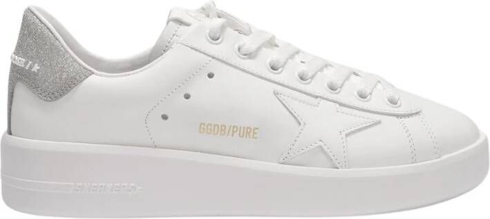 Golden Goose Witte Leren Sneakers met Glitterhak White Dames