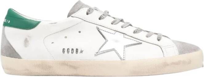 Golden Goose Witte Leren Superstar Sneakers met Groene Hak White Heren