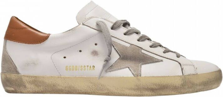 Golden Goose Super Star Baskets in White and Camel Leather Wit Heren