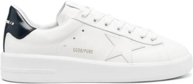 Golden Goose Witte Blauwe Pure Star Leren Bovenkant en Glanzende Leren Hak Wit Heren