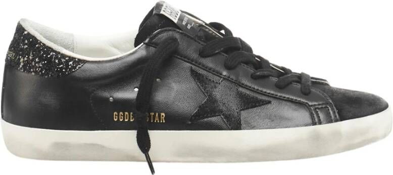 Golden Goose Super-Star Nappa Bovenwerk Suède Neus en Sterren Glitter Hak Black Dames