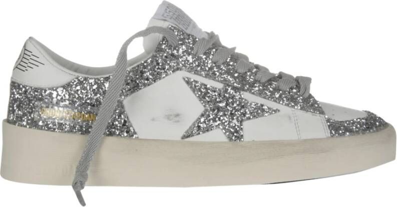 Golden Goose Stardan Leren en Glitter Trainers White Dames