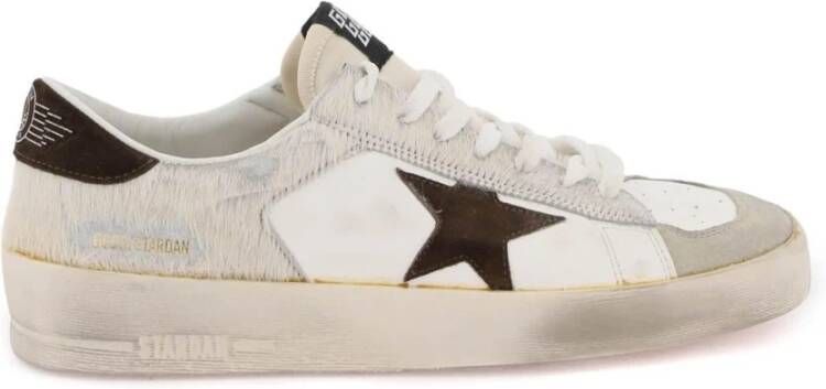 Golden Goose Stardan Leren Sneakers met Ponyhuid Inzetstukken White Heren