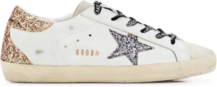 Golden Goose Glitter Ster Hak Leren Sneakers White