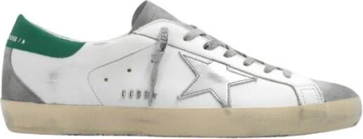 Golden Goose Witte Leren Superstar Sneakers met Groene Hak White Heren