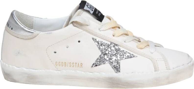Golden Goose Superstar Leren Sneakers met Glitterster White Dames