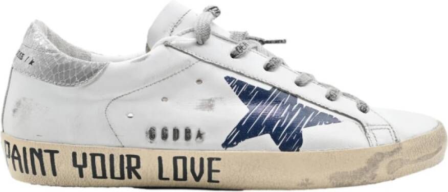 Golden Goose Superstar White Night Blue Silver Sneakers White Dames