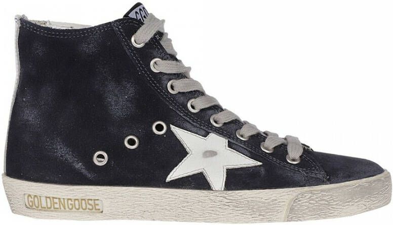 Golden Goose Marineblauwe Ster Witte Fancy Suède Laars Zwart