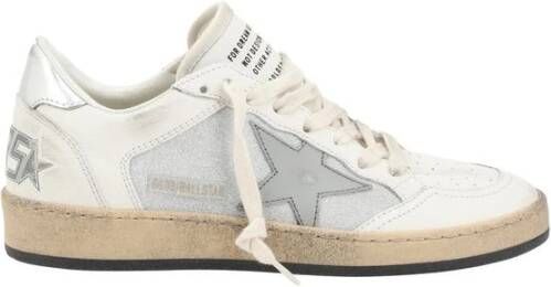 Golden Goose Glitter Leren Sneakers Wit Zilver Gray Dames