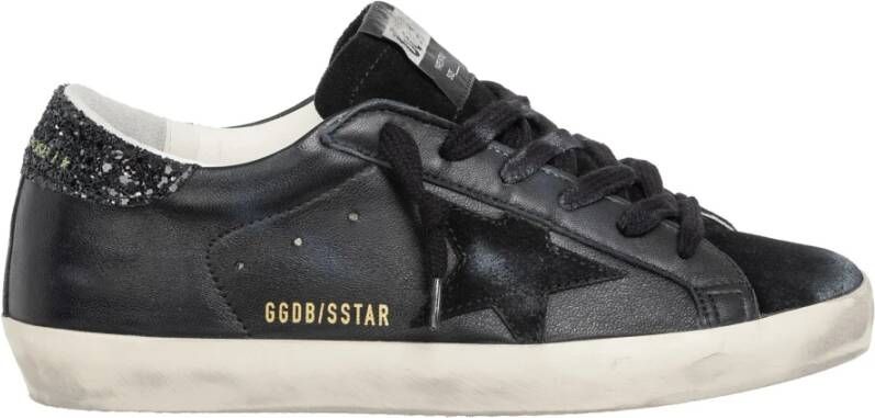 Golden Goose Zwarte Glitter Super Star Low-Top Sneakers Black Dames