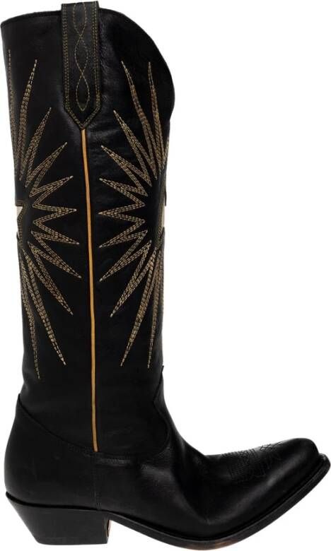 Golden Goose Zwarte Leren Laarzen met Ster Inleg Black Dames